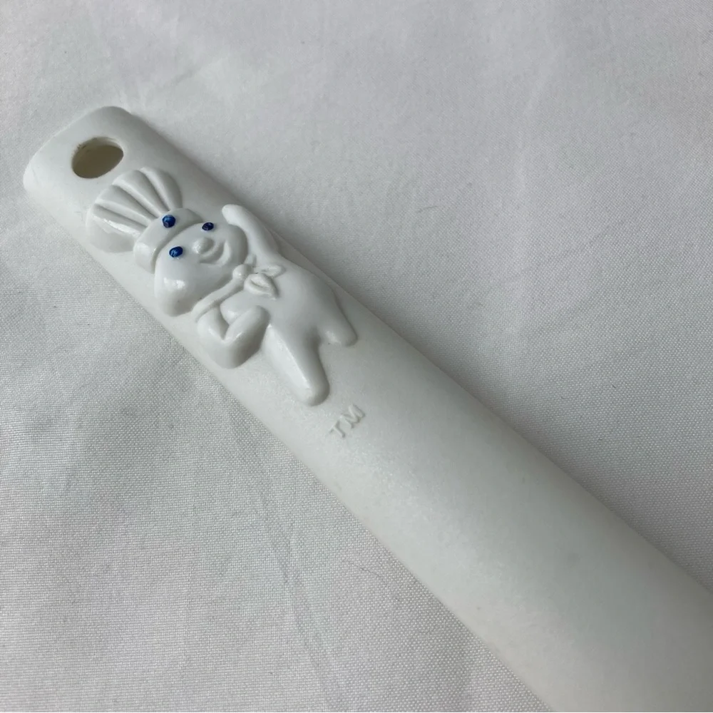 Vintage 90s Pillsbury Doughboy White Plastic Serving Utensil Slotted Spoon 11”